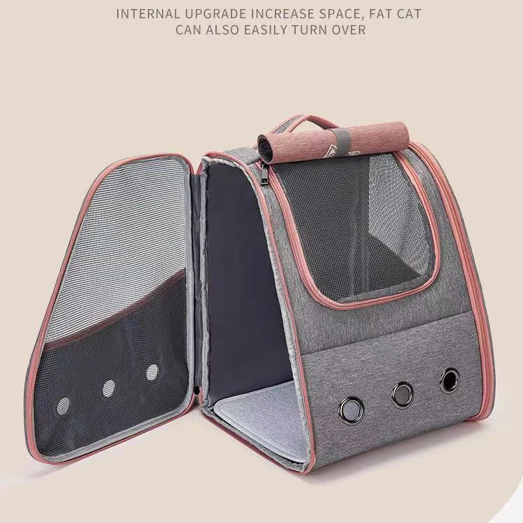 Pet Cat Carrier Backpack Breathable Portable Travel backpack for cat and dog With Anti Breakaway Belt Three-door design AA074 - Play Paws Toys