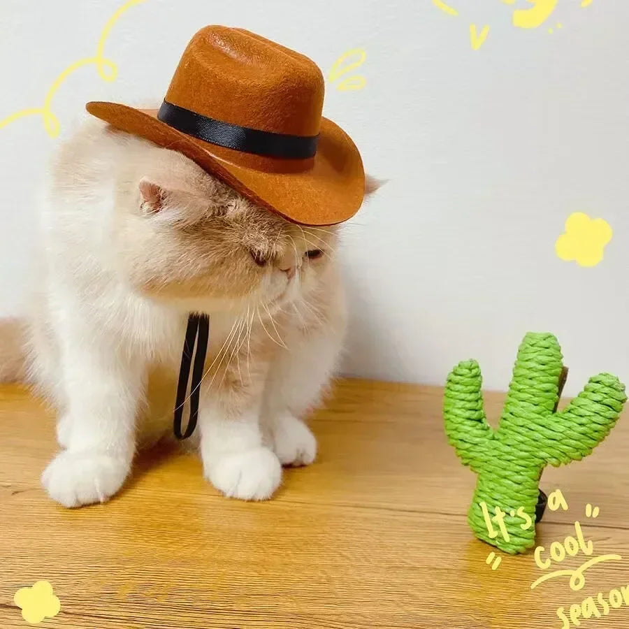 Pet Hat Dog Cat Western Cowboy Hat Halloween Pet Outdoor Caps  Funny Retro Photo Prop Dog Accessories Doll Decor Pet Products - Play Paws Toys