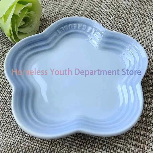 14cm Plum Blossom Small Plate Sauce Plates French Cool Color Cake Dish Gradual Spit Bone Dishs Tableware Ceramic Dessert