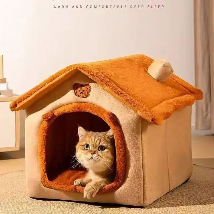 House Style Pet Bed for Small Dogs & Cats - All Season Removable Washable Dog House Winter Warm Teddy Bed Pet Supplies - Play Paws Toys