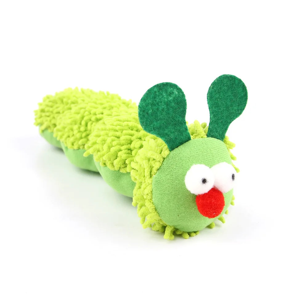 Caterpillar Cat Chew Toy, Plush Interactive Kitten Teething Toy with Catnip, Silvervine Dental Teeth Cleaning for Indoor Cats