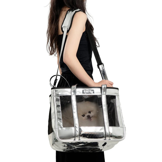 EDENPETZ Breathable Pet Dog Cat Carrier Mesh Leather Fashion Large Travel Puppy Kitty Carry Bag Shoulder Handbag - Play Paws Toys