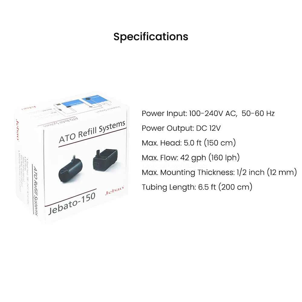 Automatic Water Level Controller, Jebao Smart ATO Refill System Jebato-150 for Fish Tank, 100-240V Wide Voltage Aquarium Top-Off
