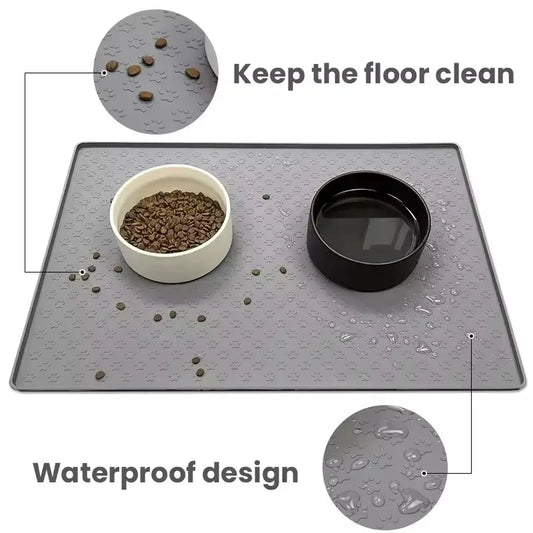 Pet Placemat Cat Dog Drinking Feeding Placemat Feeder Mats Cat Feed Mat Dog Food bowl Mat Silicone Waterproof Pet Bowl Pad - Play Paws Toys
