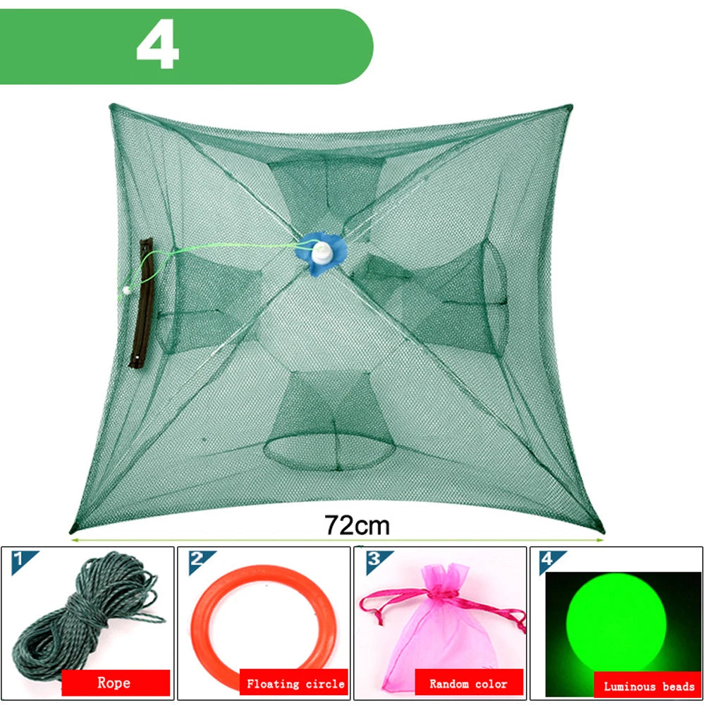 Portable Automatic 4-20 Hole Hand Fishing Net Hexagon Fish Network Casting Nets Crayfish Shrimp Catcher Tank Trap Cage Mesh Tool