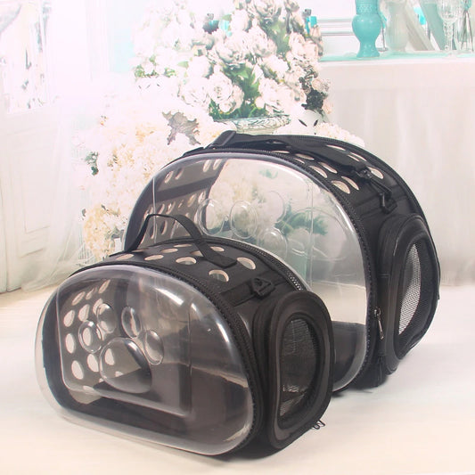 Transparent Foldable Outdoor Pet Travel Carrier Bag Handbag Puppy & Kitten Capsule Transparent Portable Shoulder Strap Bag - Play Paws Toys