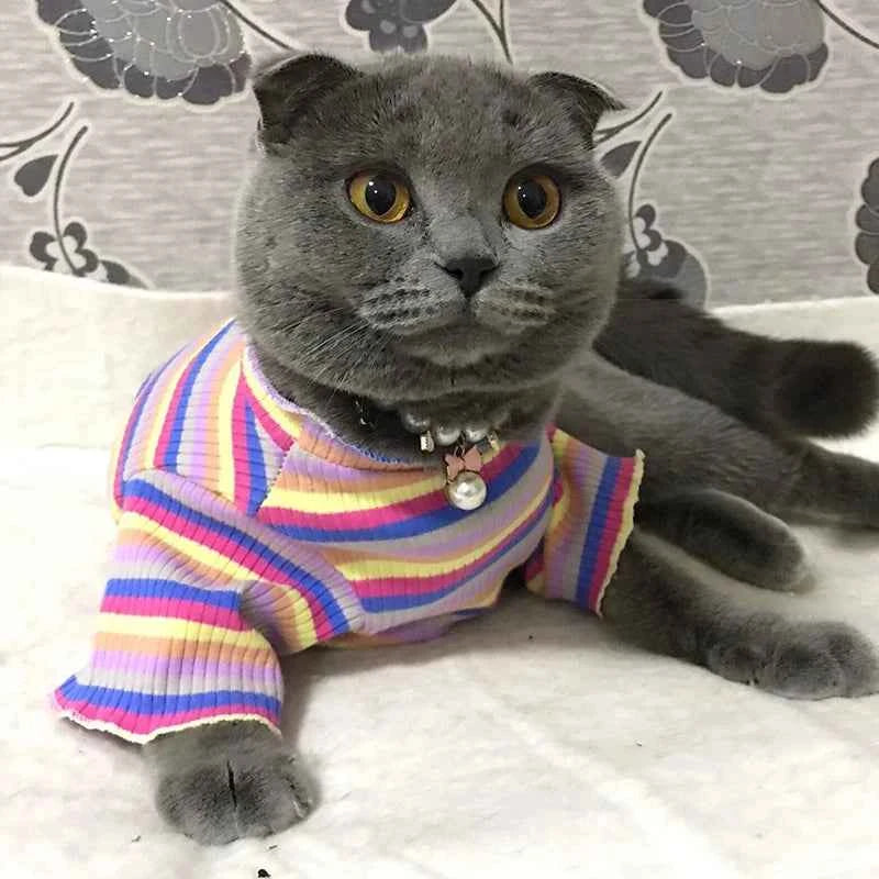 Cotton 100% Cat Dog Vest Summer Pet Clothes Stripe Pullovers for Small Dogs Cats Chihuahua Pomeranian Puppy ropa para perros