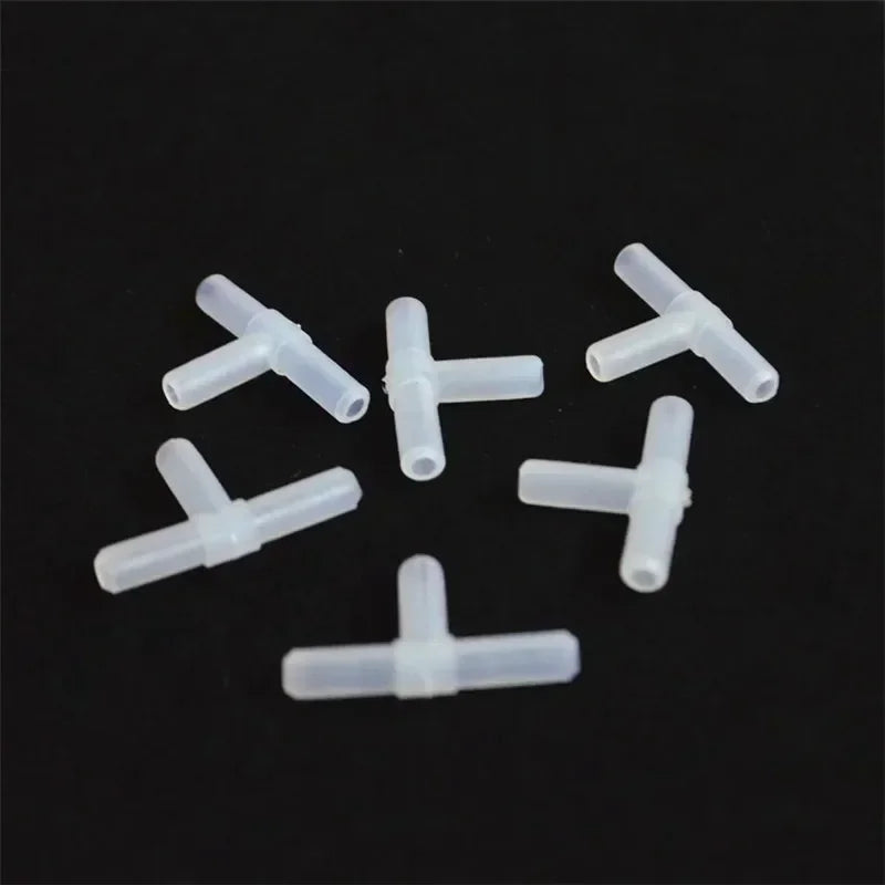 10PCS 4mm Plastic Tee's "T" 3-Way Fish Tank Acuarios Aquarium Air Pump Line Tubing Joints Connectors Air Pump Accessories
