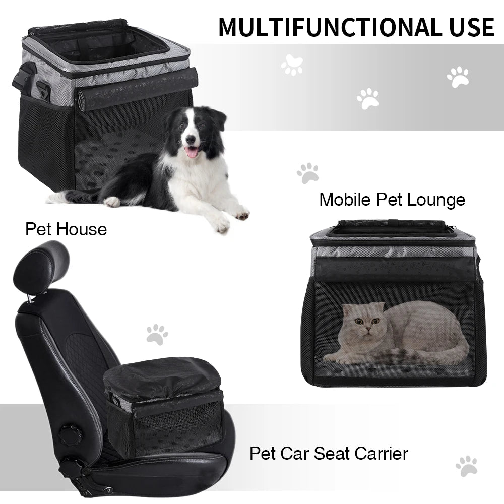 Bicycle Front Basket Pet Dog Carrying Bag Removable Suspension Folding Duffel Bag with 15 Lbs Weight Capacity for Cycling