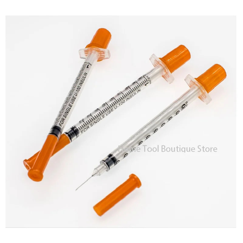 50pcs/lot 1ml 0.5ml 29G 30G 31G 32G Disposable Plastic Veterinary Syringe With Needles pet Animal dog cat syringe