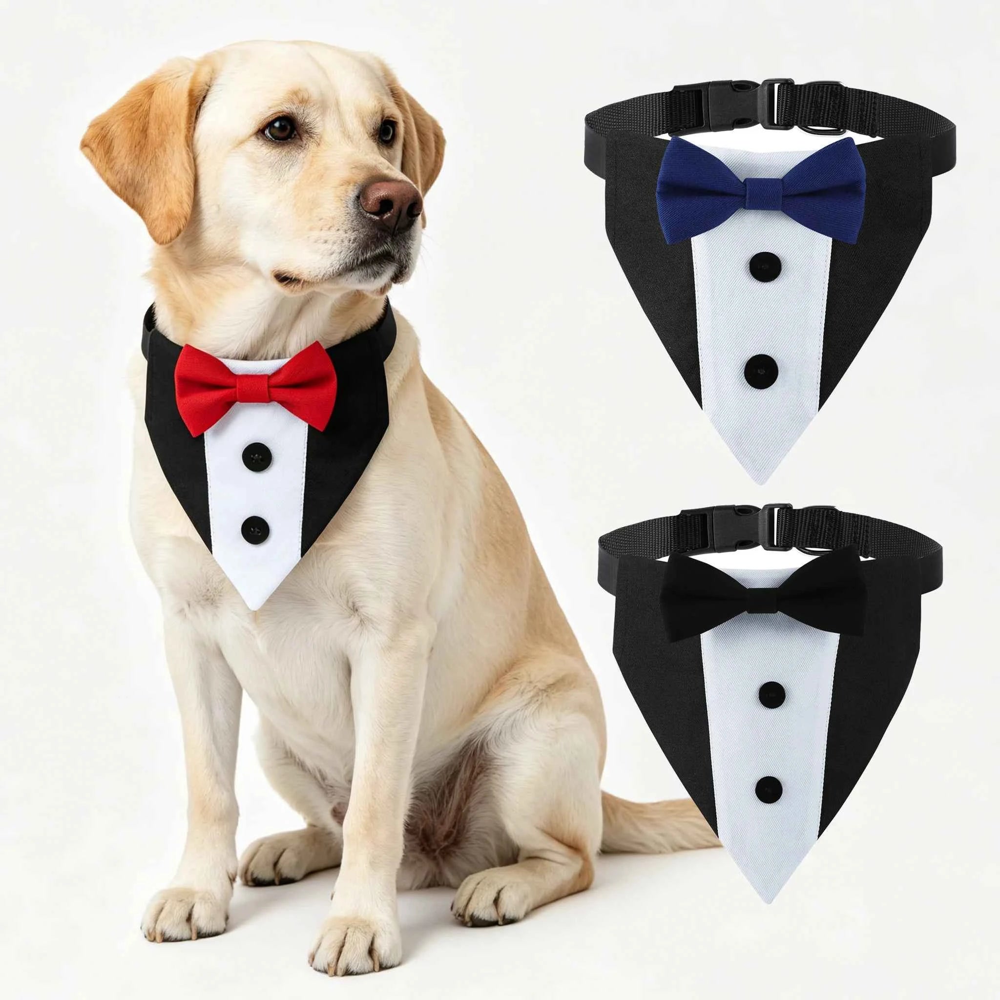 Sucado Brand Pet Wedding Suit Bib Dog Collar Adjustable with Bow Tie Bandana for Engagement Party Costume Clothes