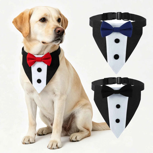 Sucado Brand Pet Wedding Suit Bib Dog Collar Adjustable with Bow Tie Bandana for Engagement Party Costume Clothes