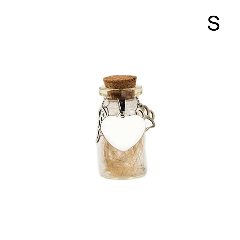 Pet Memorial Bottle For Pet Hair Dogs Cats Fur Keepsake Bottle Storage With 3 Silver Accessories Pet Memorial Urn Container