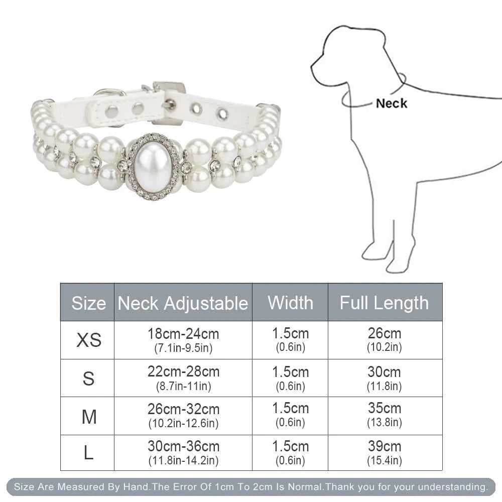 Artificial Pearls Cat Collar Rhinestone Small Dog Pet Collar Necklace Wedding Party Birthday Princess Valentine's Day Pet Gift