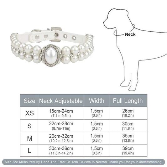 Artificial Pearls Cat Collar Rhinestone Small Dog Pet Collar Necklace Wedding Party Birthday Princess Valentine's Day Pet Gift