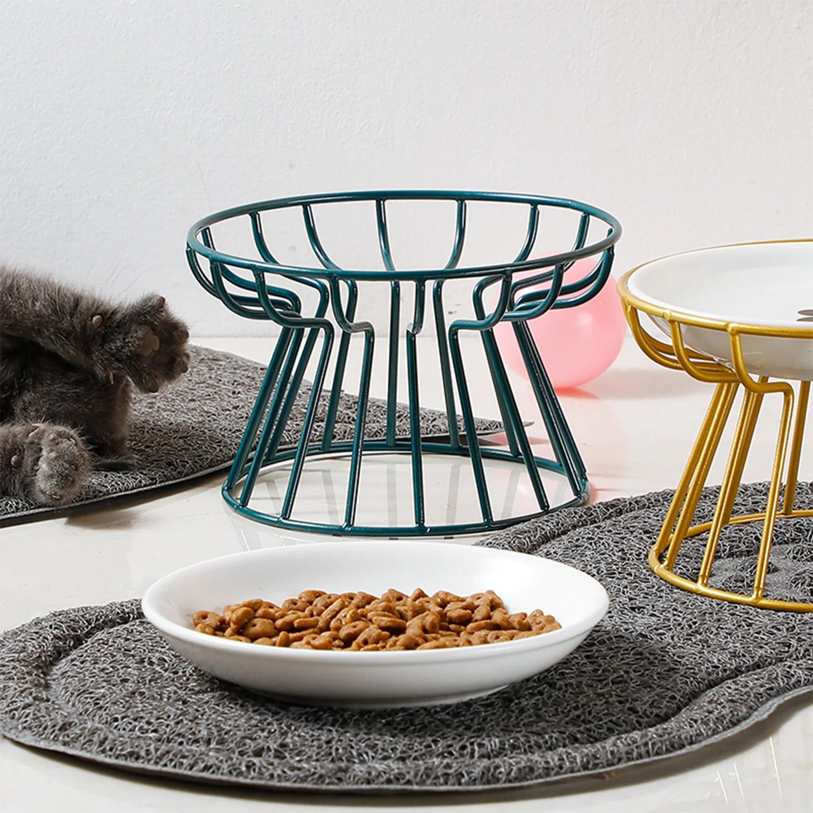 1pcs Ceramic Cat Food Bowl Wide  Safe Pets Water Food Bowls Non Slip Shallow Dish for Kitten Puppy Food Water Feeding