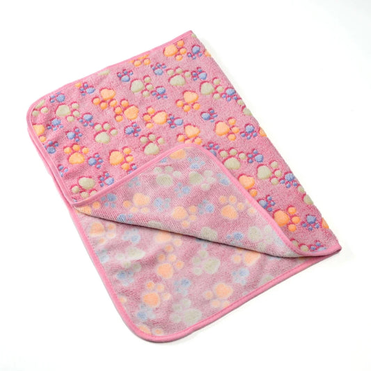 Warm Pet Cat Blanket Autumn Winter Cozy Thicken Fleece Kitten Footprint Bed Mat for Small Medium Big Cats Dog Chihuahua Supplies - Play Paws Toys