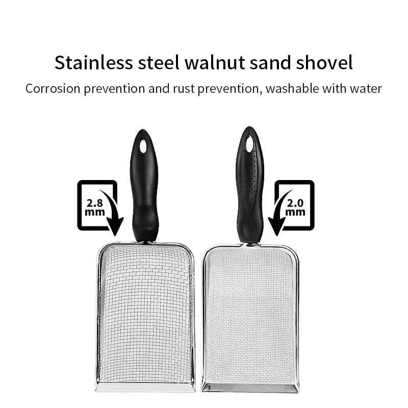 Cat Litter Scoop Fine Hole Stainless Steel Small Hole Cat Poop Shovel Tool Metal Dog Scoop Cleaning Brush AntiRust Litter Shovel