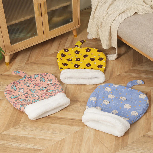Cat Sleeping Bag Soft Cuddly Fluffy Feel Thickened Pet Pocket Type Quilt Bed Kitten Puppy Soft Comfortable Warm Nest Pet - Play Paws Toys