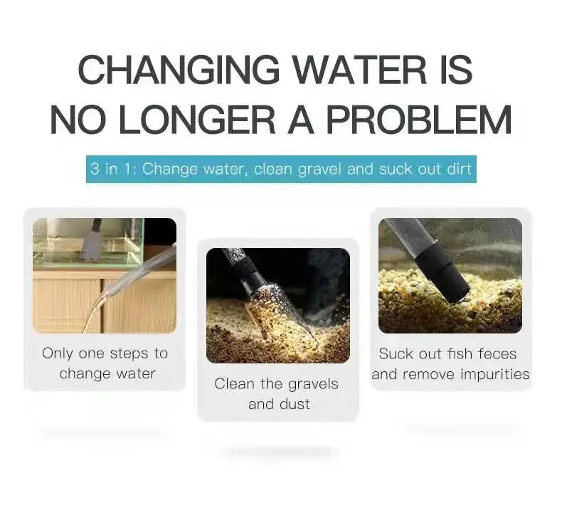 3W Aquarium Electric Gravel Cleaner Water Change Pump Cleaning Tools Water Changer Siphon for Fish Tank Water Filter Pump