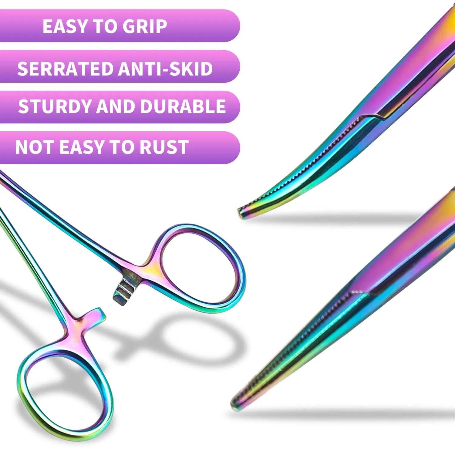 Dog Hair Tweezers Hemostat forceps stainless steel clamps color cosmetic veterinary tools for surgical wound cleaning