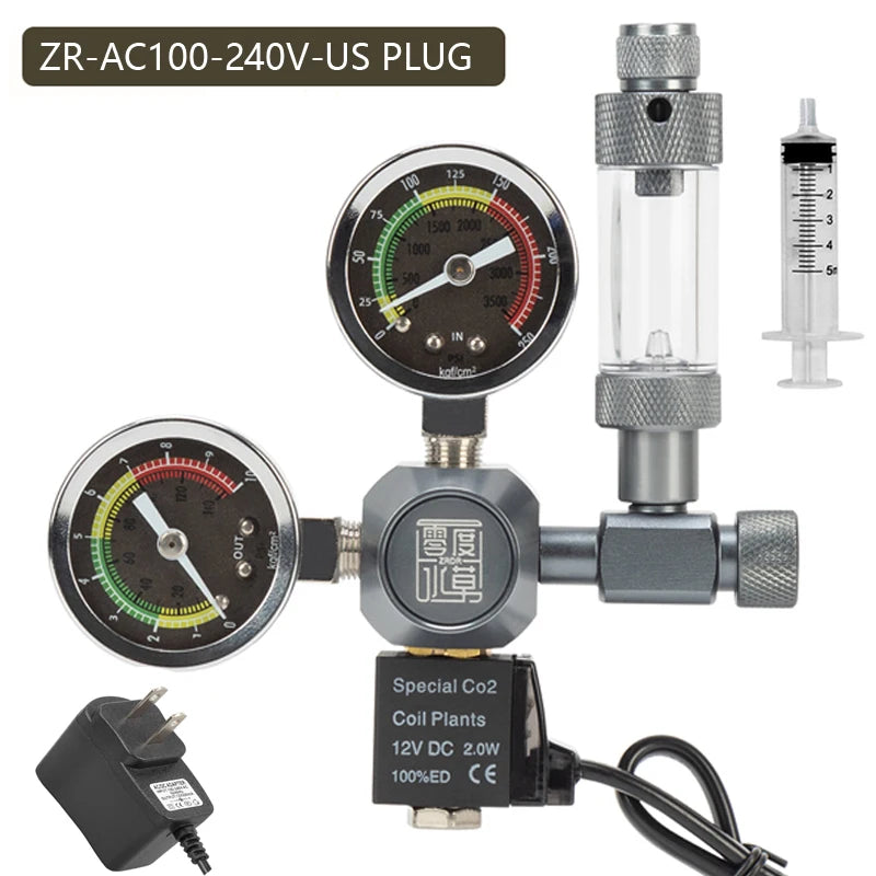 ZRDR aquarium CO2 regulator solenoid valve bubble counter is used for CO2 gas cylinder fish tanks CO2 pressure reducing valve