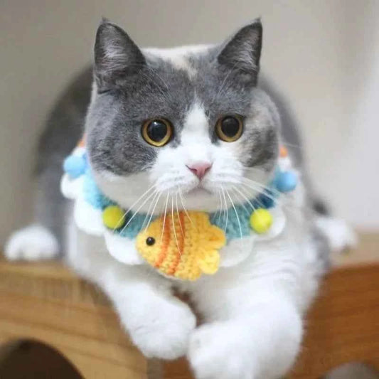 Hand-knitted Pet Collar Cat Decorative Collar Knitted Cute Dog Scarf Bib Saliva Towel Rabbit Decoration