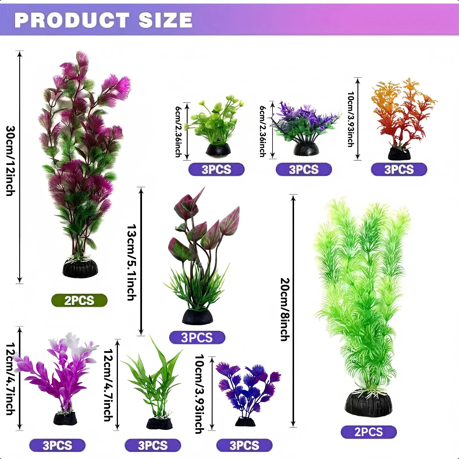 25/26PCS Artificial Aquarium Decor Plants Water Weeds Ornament Aquatic Plant Fish Tank Grass Decoration Accessories