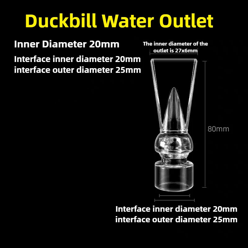 Transparent Fish Tank Water Pipe Acrylic Tube Fittings Elbow Joint Duck Bill Water Outlet Aquarium Accessries Rain Shower Outlet