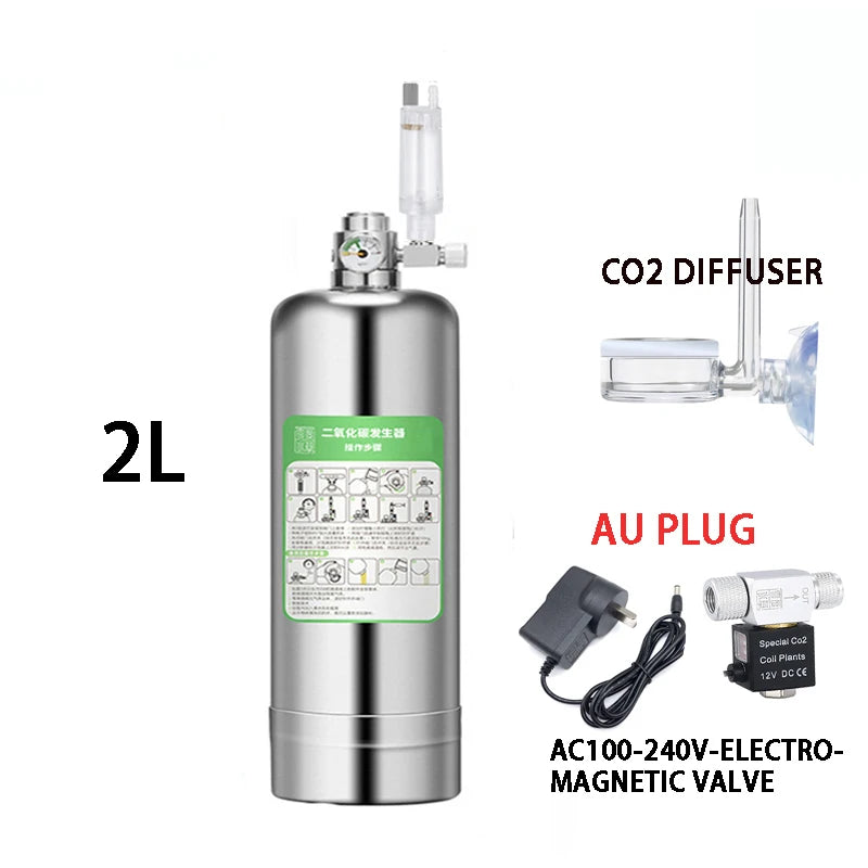 ZRDR Aquarium CO2 Generator Bubble Counter Electromagnetic Valve Steel Cylinder Raw Material Reaction Water Grass CO2 Generator