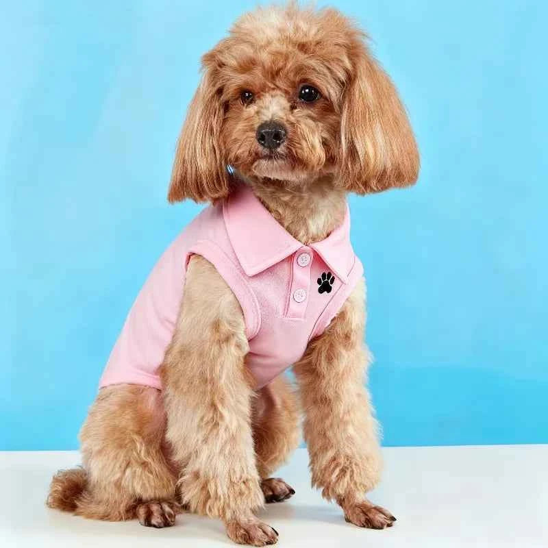 Pet Dog Polo Shirt Casual Solid Color Sports Vest Breathable Summer Clothes for Small Medium Dogs Tennis Golf Outfit