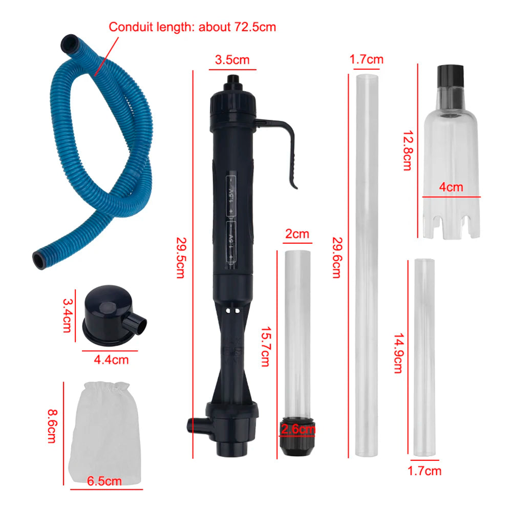 Electric Aquarium Siphon Cleaner Fish Tank Vacuum Gravel Cleaning Tool Water Changer with Air-Pressing Button Aquarium Accessory