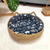 Rattan Weaving Cat Basket Bed With Soft Cushion Round Donut Design Cozy Warm Comfortable Sleeping Nest For Cats And Dogs - Play Paws Toys