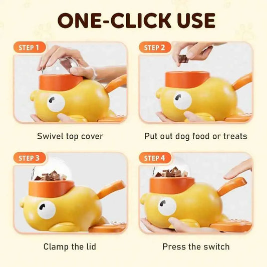2-In-1 Dog Interactive Slow Feeder Bowls & Food Puzzle Toy, Duck-Shaped Dog TreatDispenser Anti-Gulping Bowl For Healthy Eating & LQ Training (Yellow)