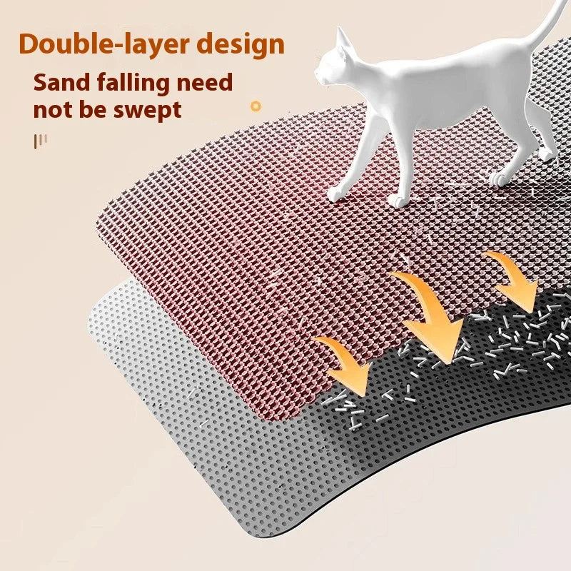 Extra Large Cat Litter Mat Heavy Duty Waterproof 2 Layer Non Slip Washable Pet Floor Protector Litter Box Sand Stopper - Play Paws Toys