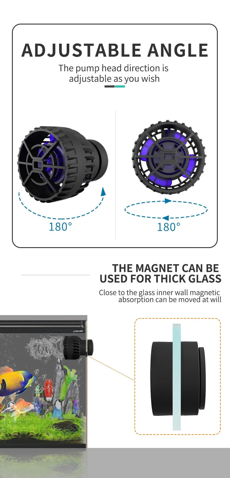 ZKSJ Third generation Mini Slim 2000 Slim 3000 Mini Aquarium Wave Maker Circulation Pump 3 Wave Patterns No control program