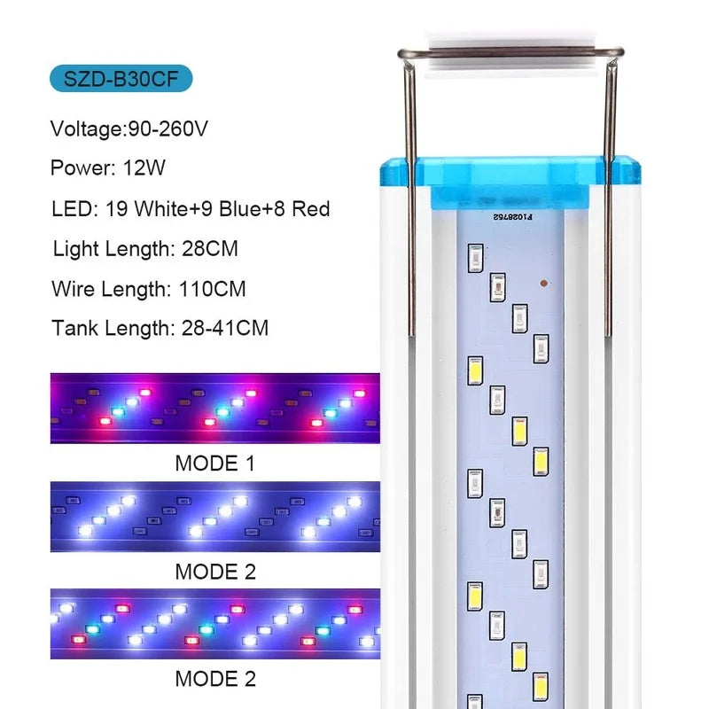 Ultra thin LED aquarium light aquatic plant light expandable clip on light 18-75CM fish tank 220-240V
