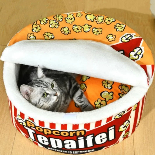 New Cat Nest Closed Sense of Security Winter Warm Popcorn Sleep Nest Winter Cat Sleeping Pet Supplies - Play Paws Toys
