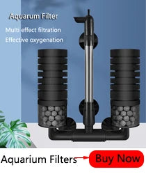 Black Aquarium Filter With Pump For Fish Tank Air Pump Skimmer Biochemical Sponge Filter Aquarium Bio Filters Filtro Aquario