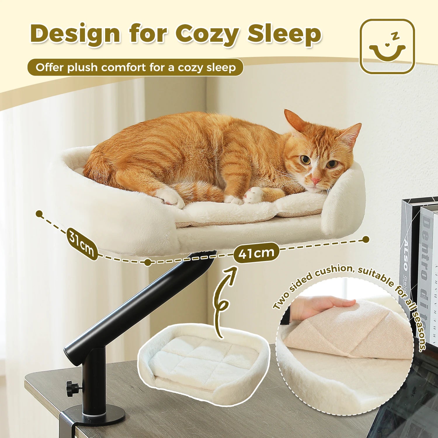 Cat Desk Bed, 360° Rotatable Cat Bed Stand for Indoor Cats, Adjustable Cat Basket, Cats Hammock for Table, Soft Cat Bed for Desk - Play Paws Toys