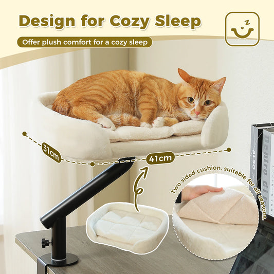 Cat Desk Bed, 360° Rotatable Cat Bed Stand for Indoor Cats, Adjustable Cat Basket, Cats Hammock for Table, Soft Cat Bed for Desk - Play Paws Toys