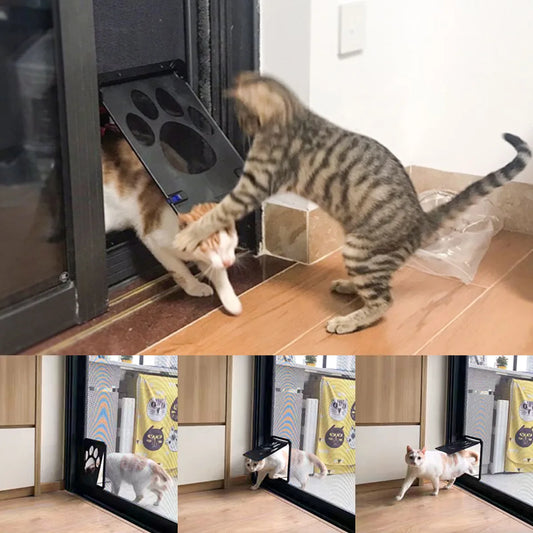 Pet Door New Safe Lockable Magnetic Screen Outdoor Dogs Cats Window Gate House Enter Freely Fashion Pretty Garden Easy Install - Play Paws Toys
