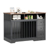 48 Inch Large Farmhouse Wooden Dog Crate Furniture With 6 Storage Drawers Feeding Station Heavy Duty Dog Kennel End Table