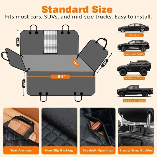 YVDKL 4 In 1 Dog Car Seat Cover For Back Seat, Waterproof Dog Hammock With Mesh Window And Side Flap Pet Car Seat Protector Dogs Backseat Cover For Cars, SUVs & Mid-Size Trucks