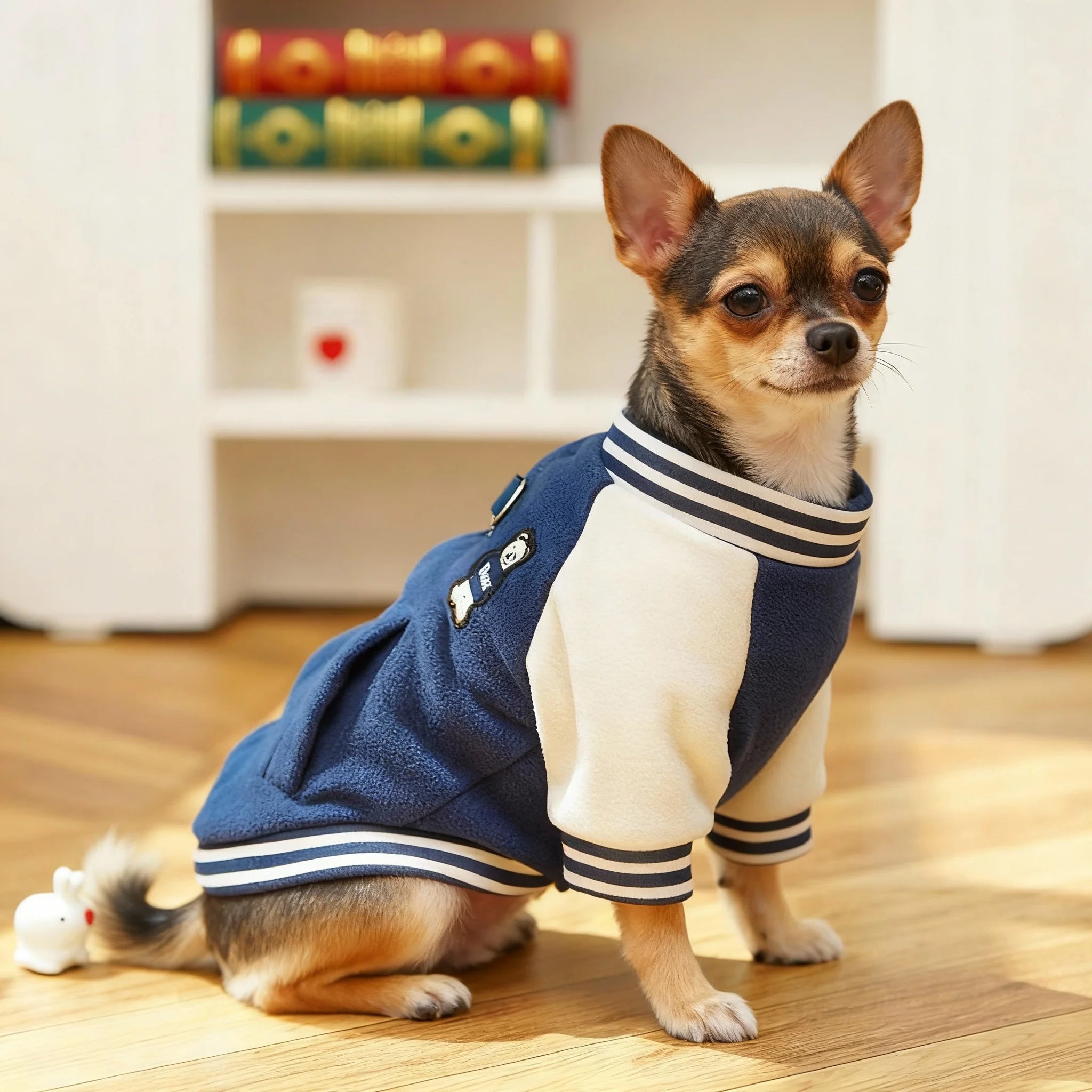 Cozy Fleece Dog Jacket, Sporty Baseball Style Dog Clothes  for Everyday Comfort, Warm Puppy Clothes for Small Medium Breeds