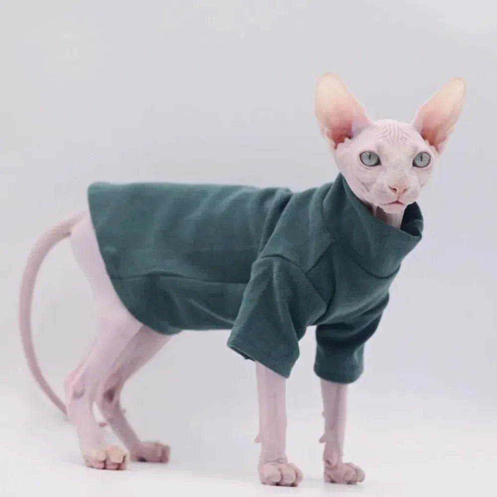 Sphynx Cat Clothes Pet Baby Soft Cotton Winter Cat Outfit for Cornish Solid Color Devon Hairless Cat Sweater Costume Pet Clothes - Play Paws Toys
