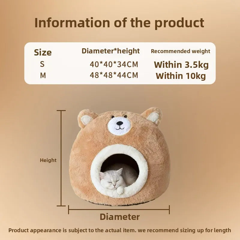 Cat nest autumn and winter pet nest cat house cat bed house nest thickened warm cat sleeping cradle nest kitten kennel - Play Paws Toys