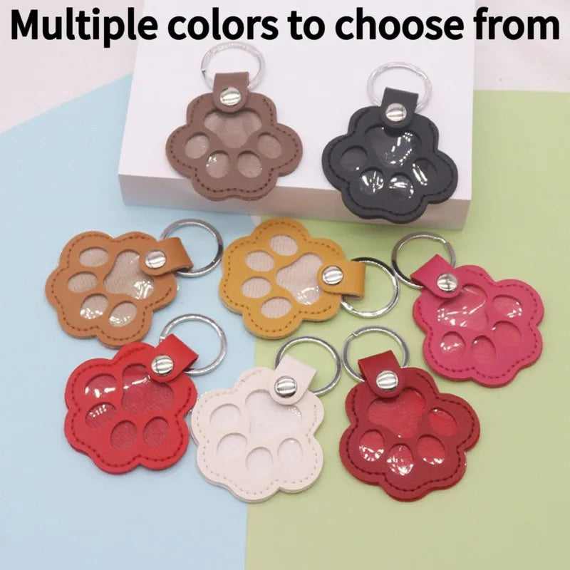 Pet Hair Memorial Keychain PU Leather Keepsake Locket for Cat Dog Fur Pet Hair Storage Pendant Handbag Hanging Accessories