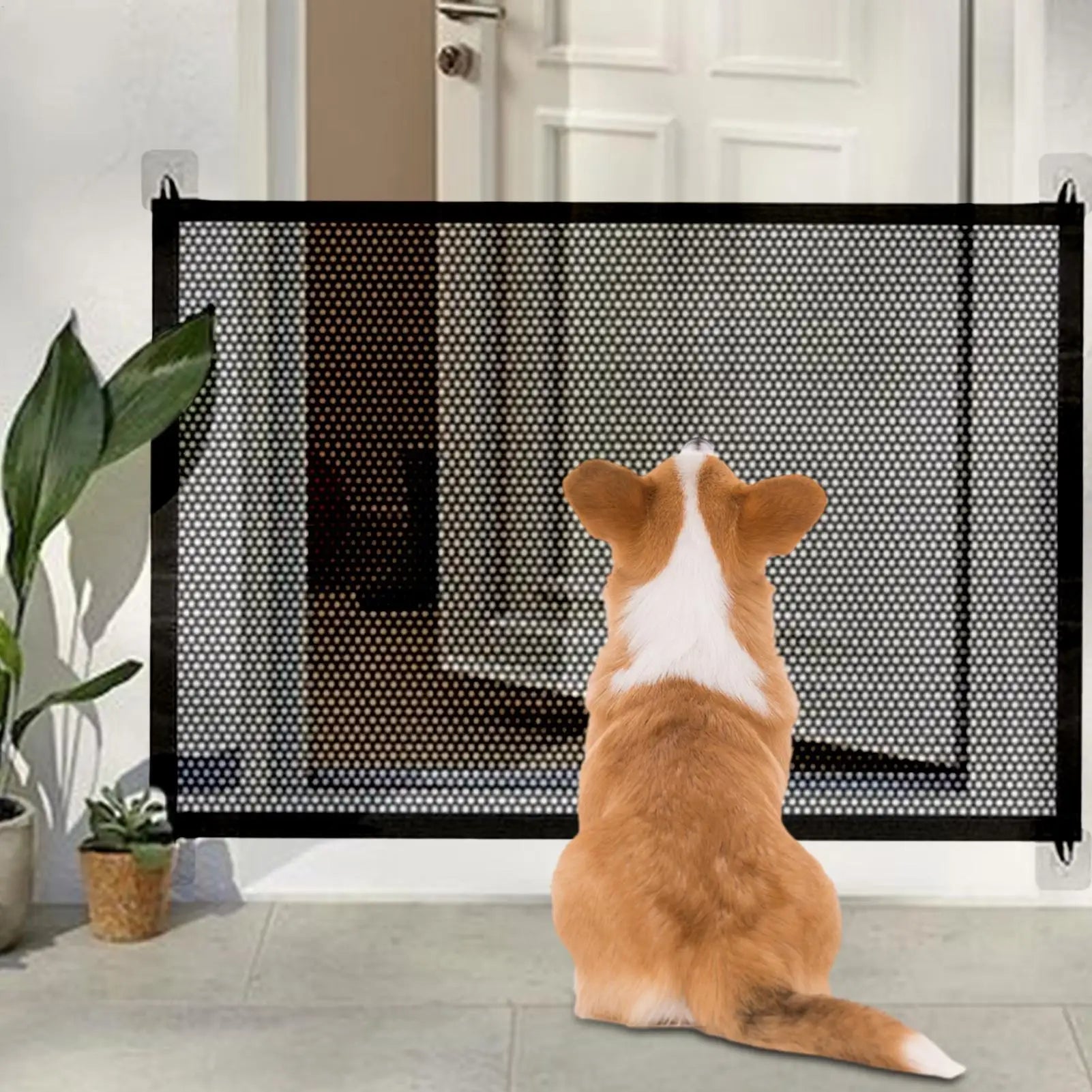 Folding Pet Fence Easy To Install Breathable Mesh Indoor Stairway No Drilling Supplies Retractable Safety Barrier For cat dog