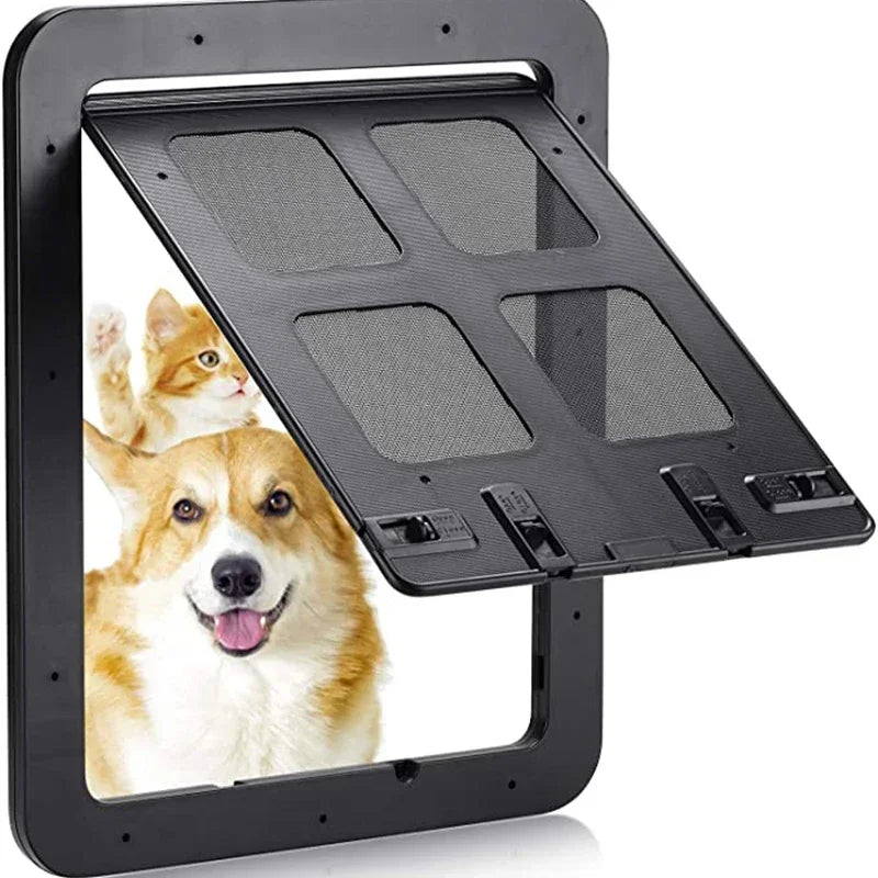 Pet Door Safe Lockable Magnetic Screen Outdoor Dogs Cats Window Gate House Enter Freely Fashion Pretty Garden Easy Install - Play Paws Toys